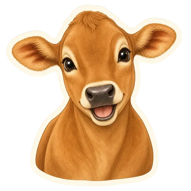 A friendly Jersey cow sticker